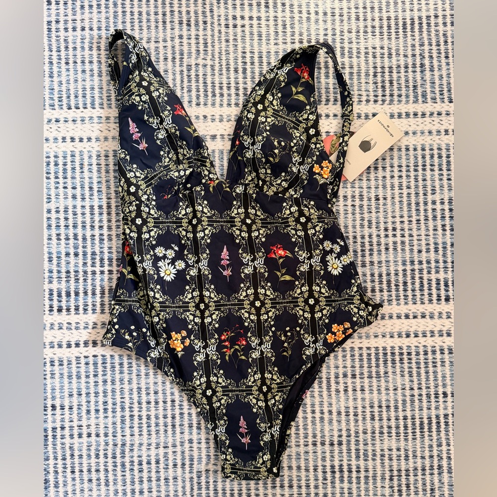 Agua Bendita Black Floral One Piece Swimsuit
